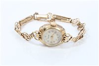 Lot 1239 - Ladies' gold (9ct) Rotary wristWatches on gold...