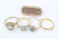 Lot 1242 - Gold (22ct) wedding ring, gold (18ct) gem set...