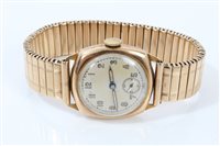 Lot 1253 - Gentlemen's gold (9ct) wristWatches on gold...