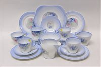 Lot 119 - Shelley blue banded tea set with floral...