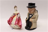 Lot 129 - Royal Doulton Winston Churchill Toby jug and a...