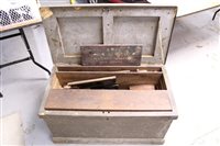 Lot 1684 - Large metal bound tool chest containing a...