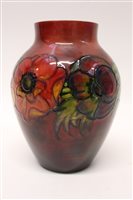 Lot 3 - Moorcroft pottery flambé vase decorated in the...