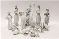 Lot 96 - Collection of Lladro and Nao porcelain figures...