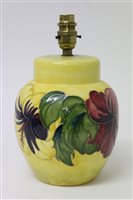 Lot 25 - Moorcroft pottery table lamp decorated in the...