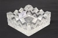 Lot 27 - Lalique glass pin tray with zig-zag decoration,...