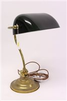 Lot 1605 - Contemporary brass desk lamp with swivel green...