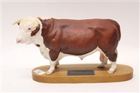 Lot 92 - Beswick Connoisseur model - Hereford Bull, on...