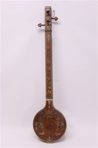 Lot 1603 - Antique Indian four-string tanpura with...