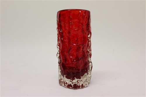 Lot 41 - Whitefriars ruby bark vase designed by...