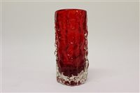 Lot 41 - Whitefriars ruby bark vase designed by...