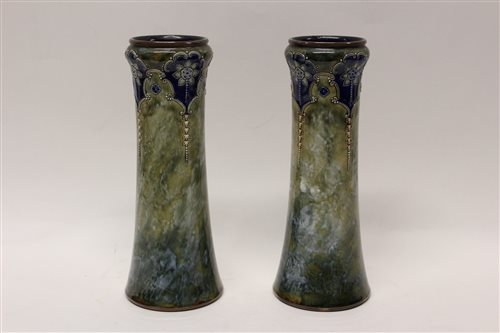 Lot 64 - Pair of Royal Doulton blue and green glazed...