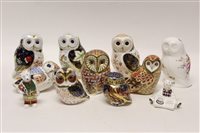 Lot 68 - Nine Royal Crown Derby owl paperweights -...