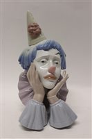 Lot 71 - Lladro porcelain bust - Jester with head in...