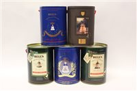 Lot 83 - Five Wade Bells Whisky decanters with contents...