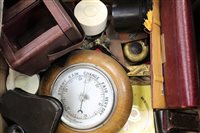 Lot 1748 - Aneroid barometer in circular oak case,...