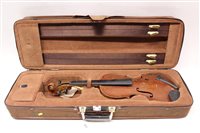 Lot 1651 - Old violin in a fitted canvas case