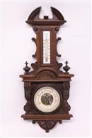 Lot 1677 - Edwardian barometer / thermometer in Carsved case