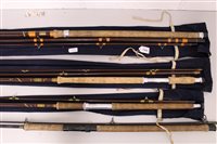 Lot 1569 - Three vintage Hardy Bros. fishing rods - one a...