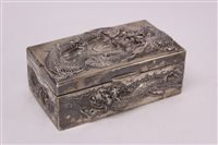 Lot 1587 - Chinese white metal cigarette box of...