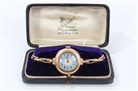 Lot 1284 - 1920s ladies' rose gold cased wristWatches...