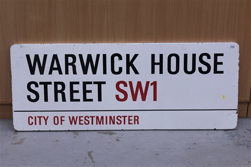 Lot 1502 - London street / road sign - Warwick House...