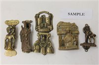 Lot 1518 - One box of vintage brass souvenir door knockers