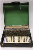 Lot 1644 - Mirolti piano accordion with faux mother of...