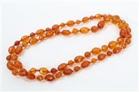 Lot 1317 - Antique amber necklace with a string of...