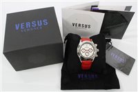 Lot 1321 - Versace Versus Chronograph wristWatches on red...