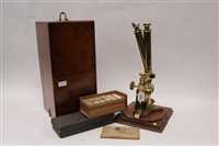 Lot 1643 - Large 19th century brass microscope by Chas...