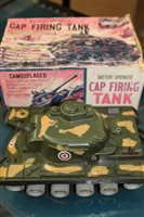 Lot 2866 - Louis Marx battery-operated Cap Firing Tank in...