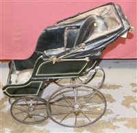 Lot 2877 - Victorian dolls pram, turned wooden handle,...