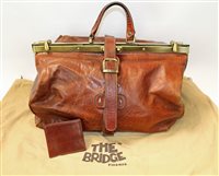 Lot 3055 - Vintage large brown leather Gladstone bag by...