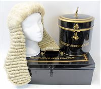 Lot 3061 - Judge wig, full-bottomed, horsehair in black...