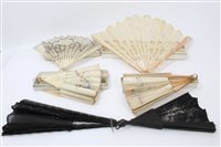 Lot 3064 - Fans - large mother of pearl and lace fan in...