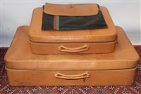 Lot 3100 - Pair of vintage Norris leather suitcases with...