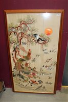 Lot 3104 - Large embroidered Chinese silk panel with...