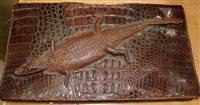 Lot 3138 - Vintage ladies' crocodile skin handbag, large...