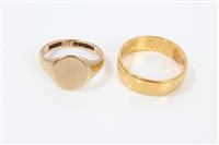 Lot 3209 - Yellow metal wedding ring (tests as 18ct -...