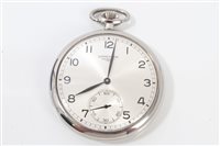 Lot 3230 - 1970s Longines stainless steel pocket watch...