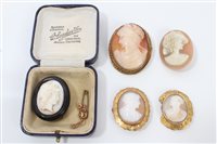 Lot 3235 - Group of antique and later Cameraseo brooches...