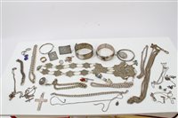 Lot 3248 - Group of silver and white metal jewellery -...