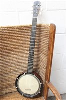 Lot 3711 - Vintage banjo hybrid with three double string...