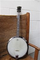 Lot 3714 - Antoria four-string tenor banjo in soft case