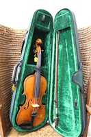 Lot 3726 - Good quality three-quarter size violin,...