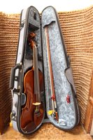 Lot 3730 - Vintage half-size violin, labelled - Compagnon,...