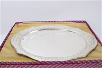 Lot 3742 - Indian silver / white metal tray of oval...