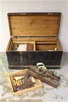 Lot 3752 - Antique tool chest containing antique...