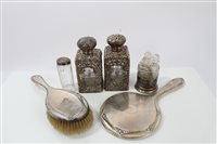 Lot 3769 - Pair Edwardian silver mounted glass scent...